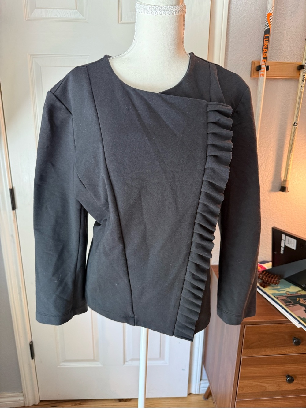 Moto Jersey Blazer Dark Brown/greyish Ruffles